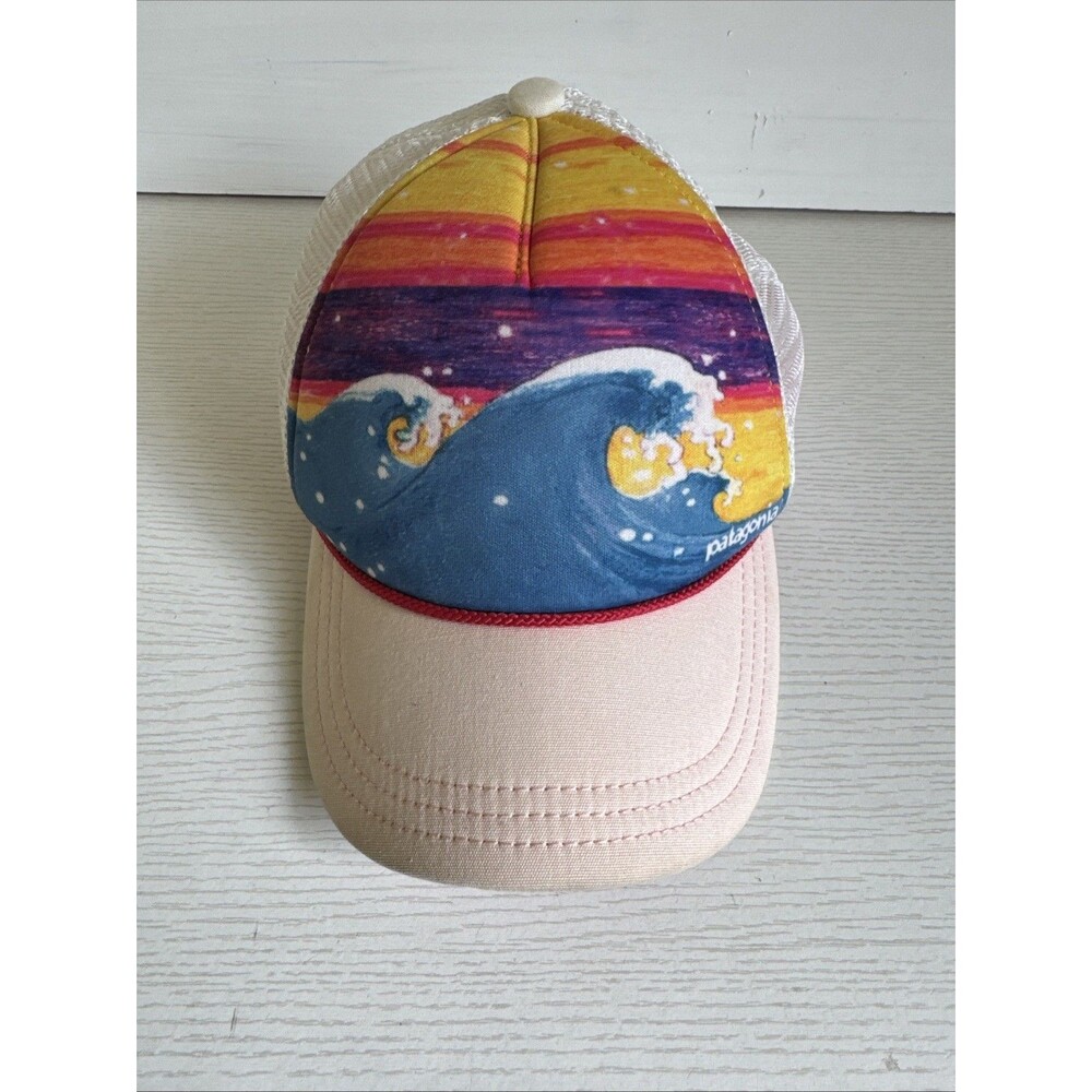 Rare Patagonia Ocean Waves Mesh Trucker Pink/White Adjustable Snapback Hat